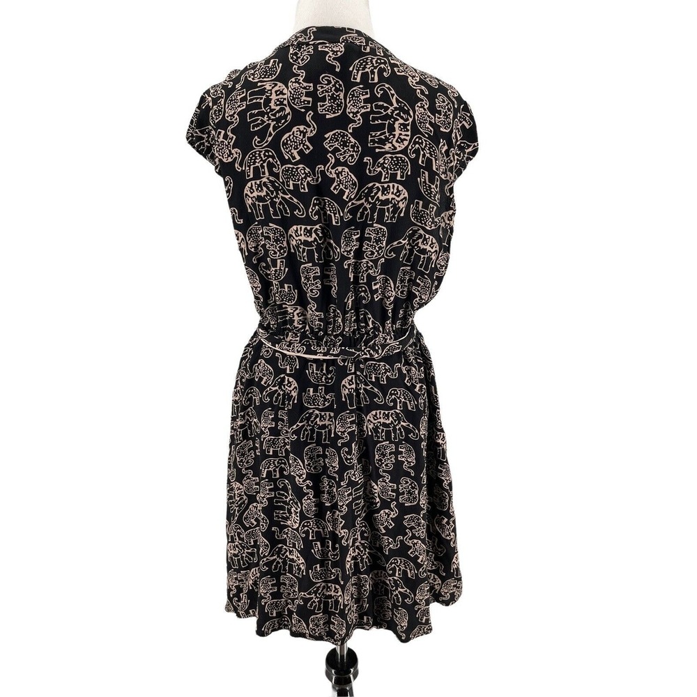 Maeve Anthropologie Women's Black Noronha Elephant Print Novelty Dress Medium - Picture 3 of 5